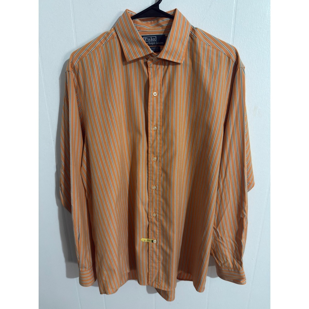 Polo Ralph Lauren Button‎ Down Mens L Orange Striped Westerton Cotton
